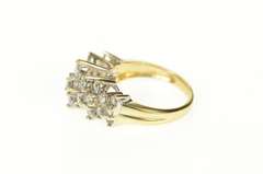 14K Yellow Gold 1.40 Ctw Diamond Squared Cluster Statement Ring