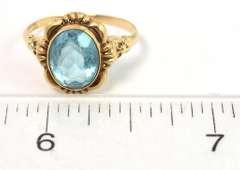 Vintage Blue Crystal Ring in Yellow Gold