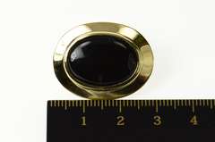 14K Yellow Gold Oval Black Onyx Inset Side Statement Pendant