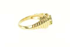 10K Yellow Gold Trillion Peridot Grooved Design Statement Ring