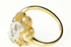 14K Yellow Gold Retro Two Tone Cluster Statement Ring