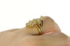 14K Yellow Gold Geometric Staggered Cubic Zirconia Statement Ring