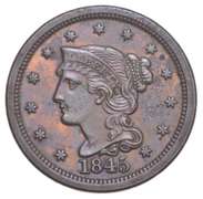 1845 Braided Hair Large Cent - Cleaned