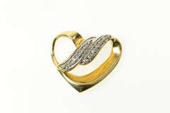 14K Yellow Gold Diamond Inset Curvy Heart Love Symbol Slide Pendant