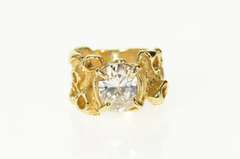 14K Yellow Gold Retro Brutalist Solitaire Travel Engagement Ring