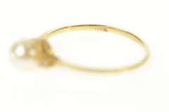 10K Yellow Gold Classic Pearl Diamond Accent Statement Ring