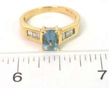 Refreshing Aquamarine & Diamond Ring in 14KT Yellow Gold