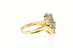 14K Yellow Gold Pear Tanzanite Cluster Statement Cocktail Ring