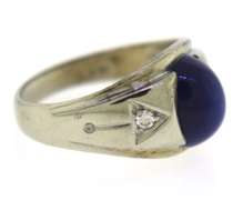 Fantastic Oval Cab Blue Linde Sap and Diamond Ring