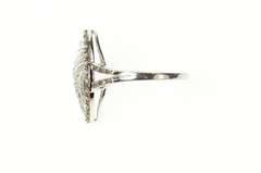 10K White Gold Marquise Diamond Pave Wave Design Statement Ring