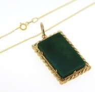 Handsome Rectangular Green Stone Necklace