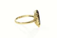 10K Yellow Gold Marquise Syn. Garnet CZ Retro Statement Ring
