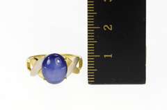 14K Yellow Gold Retro Two Tone Men's Syn. Blue Star Sapphire Ring