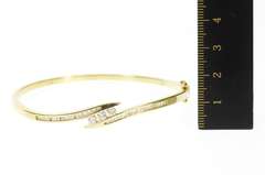 14K Yellow Gold 0.93 Ctw Diamond Channel Bypass Bangle Bracelet