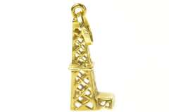 14K Yellow Gold 3D Oil Rig Tower Derrick Roughneck Charm/Pendant