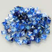 Vivid blue 3.76ct princess radiant cut Sapphire set