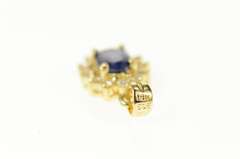 14K Yellow Gold Oval Natural Sapphire Diamond Halo Classic Pendant