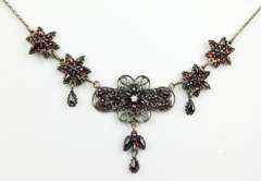 Antique Sterling Bohemian Garnet Necklace