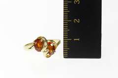 14K Yellow Gold Oval Mexican Fire Opal Wavy Design Ring