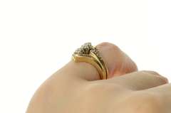 14K Yellow Gold Marquise Diamond Accent Bypass Engagement Ring