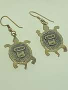 Sterling Silver PMT Signed Turtle Drop Earrings