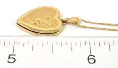 Precious Etched Locket Necklace in 14KT Yellow Gold