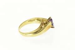 10K Yellow Gold Marquise Amethyst Solitaire Bypass Ring