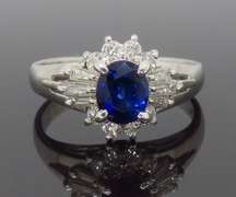 Platinum Sapphire & Diamond Ballerina Ring