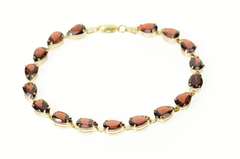 10K Yellow Gold Oval Garnet Classic Simple Tennis Bracelet