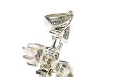 10K White Gold Diamond Encrusted Ornate Cross Christian Pendant