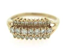 Stunning 14kt Yellow Gold 3-Row Diamond Band