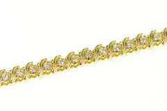14K Yellow Gold 2.46 Ctw Classic Wavy Link Diamond Tennis Bracelet