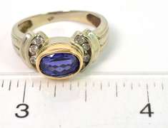 Lavish Tanzanite & Diamond Ring in 18KT 2-Tone Gold