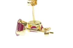 14K Yellow Gold Ruby Natural Oval Solitaire Stud Earrings