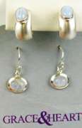 2 Pairs Sterling Moonstone Pierced Earrings