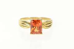 10K Yellow Gold Emerald Syn. Mexican Fire Opal Statement Ring
