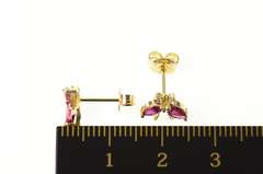 14K Yellow Gold Marquise Ruby Diamond Butterfly Stud Earrings