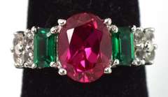 Vibrant Sapphire & Emerald Ring in Sterling Silver