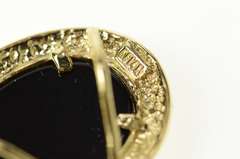 14K Yellow Gold Oval Black Onyx Inset Side Statement Pendant