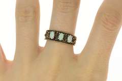 10K Yellow Gold Ornate Opal Etruscan Revival Statement Ring