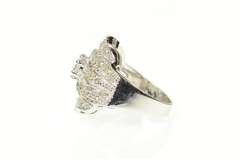 Sterling Silver Ornate Pave Cubic Zirconia Statement Ring