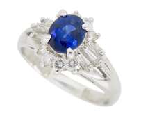 Platinum Sapphire & Diamond Ballerina Ring