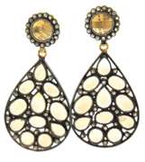 Handsome Sterling Silver Natural Citrine and Diamond Earrings