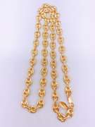 18kt Gold Plated Puff Mariner Chain Necklace- 24 Inches