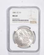 MS64 1881-CC Morgan Silver Dollar - Graded NGC