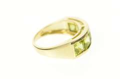 10K Yellow Gold Five Stone Princess Square Peridot Band Ring
