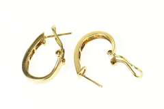 14K Yellow Gold Natural Ruby Diamond Oval French Clip Hoop Earrings