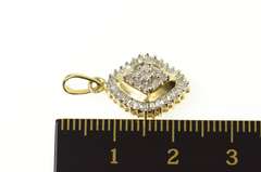 10K Yellow Gold Classic Squared Diamond Cluster Halo Pendant