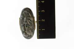 10K Yellow Gold Quail Cattail Scene Oval Domed Statement Ring
