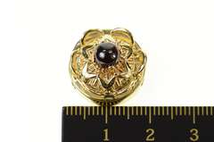 14K Yellow Gold Floral Garnet Cabochon Slide Bracelet Charm/Pendant